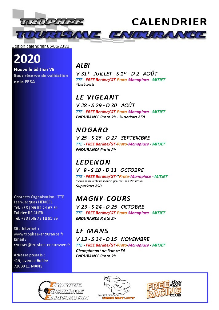 calendrier du tte 2020